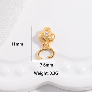 S925 sterling silver gold flower pendant clasp with zircon, 11x7.6mm size detail