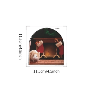 Detailed view of cute Christmas mouse wall sticker measuring 11.5cm or 4.5 inches squared