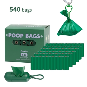 Large set of 540 eco-friendly biodegradable dog poop bags with dispenser and 36 refill rolls