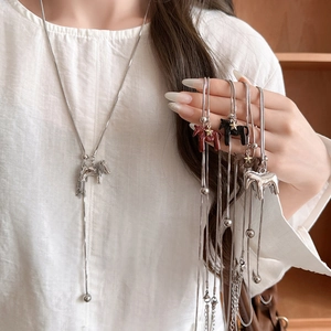 Horse Pendant Necklace Stainless Steel Star Charm Adjustable Snake Chain Minimalist Long Sweater Necklace Women