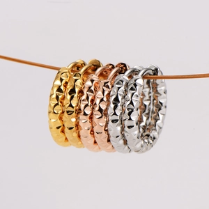 Exquisite stainless steel textured hoop earrings in gold rose gold and silver