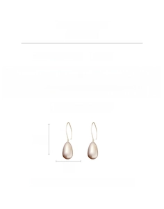 Detailed view of teardrop pearl earrings with golden hooks and 8.5cm length dimensions