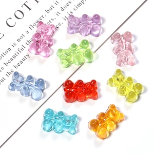 Macro shot of colorful transparent gummy bear resin beads for DIY jewelry making