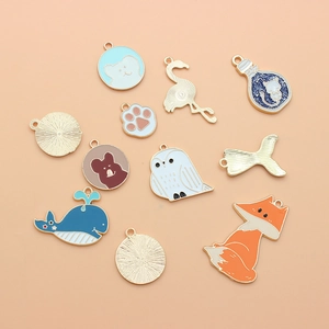 DIY colorful cartoon animal enamel charms collection in various cute shapes for jewelry making