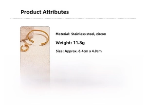 Detailed dimensions of the gold stainless steel zircon sun teardrop bangle and ring set