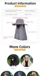 Detailed size guide and measurements for women's sun hat with large protective neck flap
