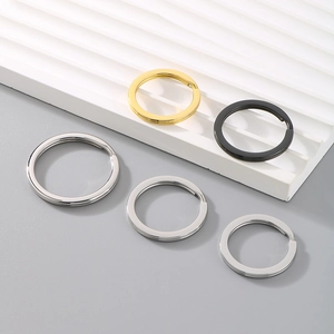 Stainless Steel Flat Split Key Ring For DIY Jewelry Making Keychain Accessories Gold Silver Black Fashion Hardware Finding