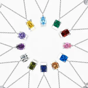 925 Sterling Silver Zodiac Necklace For Women Twelve Constellations Colorful Cubic Zirconia Pendants Astrology Jewelry Gift