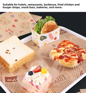 Greaseproof food wrapping paper with vintage newsprint and cute bear patterns for sandwiches