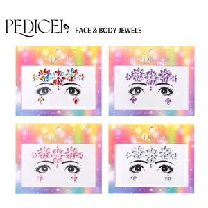 Face gem stickers set showing four colorful acrylic rhinestones for makeup and forehead