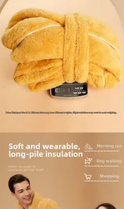 Detail view of heavyweight thickened fleece bathrobe weighing 1300g for superior warmth