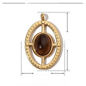 Spécifications de taille pour un pendentif ovale en pierre naturelle et acier doré