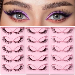 False Eyelashes Faux Mink Synthetic Fiber Transparent Band Curly Winged Fox Eye Makeup Beauty Tools For Women