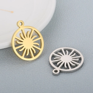 Sun Pendants Stainless Steel Hollow Round Sunflower Gear Charms For DIY Jewelry Making Necklaces Earrings