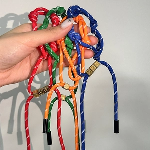 5mm colorful woven nylon rope bracelet set with reflective threads and golden beads
