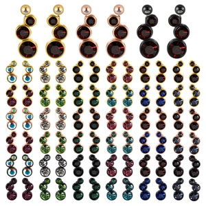 Plusieurs clous d'oreilles 16G en acier inoxydable avec cristaux tchèques colorés et variés