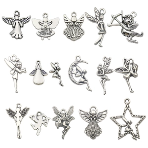 Antique Silver Angel Charms Zinc Alloy Fairy Cupid Wings Pendants For DIY Jewelry Making Vintage Crafts