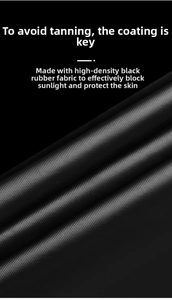 Macro view of the high-density black glue coating fabric on a folding sun umbrella