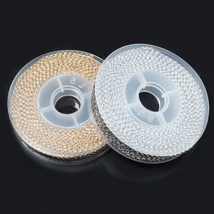 Spools of gold and silver plated stainless steel pearl chains for DIY jewelry making