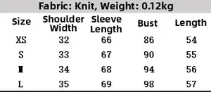 Size chart for vintage knit polo shirt showing measurements for XS S M and L sizes
