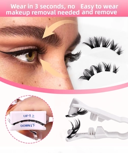 Detail view of quantum magnetic false eyelashes with dual-ended applicator tool