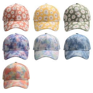 Daisy print and tie-dye baseball caps in seven colors for summer sun protection