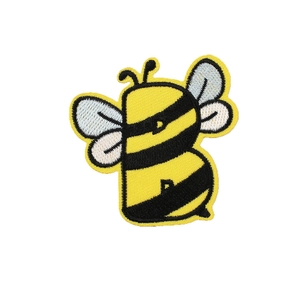 Bee-themed alphabet letter B embroidery patch with detailed yellow and black stitching