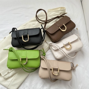 French style underarm bags in five colors with golden U-shaped buckles and rope straps