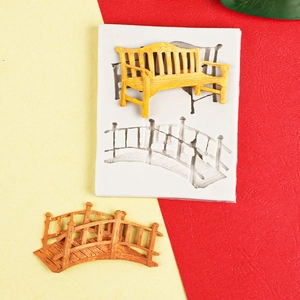 Silicone mold set for DIY European vintage park bench and arch bridge cake decorations