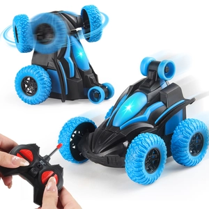 Voiture Télécommandée de Cascade Rotation à 360 Degrés pour Garçons Véhicule Tout-Terrain avec Lumières LED Voiture Jouet Électrique Cadeau pour Enfants