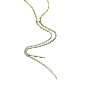 Minimalist gold snake bone tassel necklace with adjustable slider clasp for women