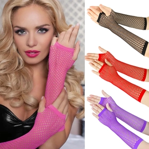 Long Fishnet Gloves Neon Sexy Fingerless Mesh Arm Sleeves Nylon Spandex Elastic Punk Nightclub Party Wear Women