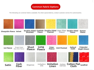 Selection of 24 colorful gift bag fabric swatches including velvet, linen, and satin textures