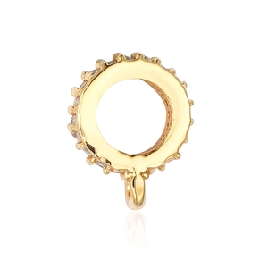 Macro view of gold-plated pendant connector with cubic zirconia micro-pave setting