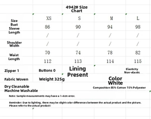 Size chart for white lace midi dress featuring bust, waist, and length measurements