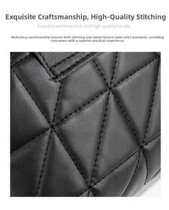 Detail of classic black quilted pattern on leather handbag with precise stitching texture