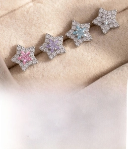 Detailed size specifications for star zirconia cartilage piercings in various colors