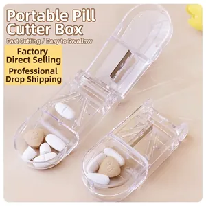 Portable Pill Cutter And Organizer Multi Functional Tablet Splitter With Stainless Steel Blade Weekly Pill Storage Box