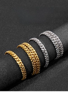 Close-up of 8mm stainless steel Cuban chains in gold and silver finish for men