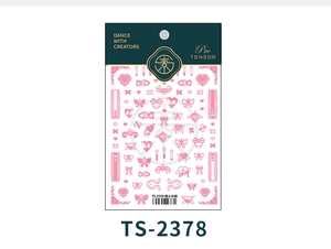 Detailed pink butterfly and heart nail art stickers with bow accents on backing card