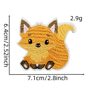 Dettaglio della toppa ricamata a volpe con dimensioni 7,1cm x 6,4cm e peso di 2,9g