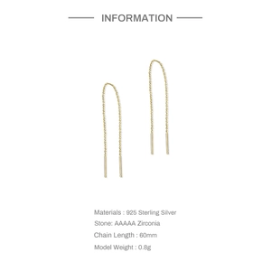 Detailed view of S925 sterling silver tassel earrings with 5A grade zirconia stones