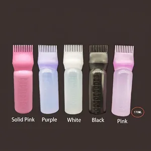 Hair Dye Applicator Bottle Plastic Squeeze Bottle With Comb Tip Graduated Scale For Scalp Treatment Coloring Oiling