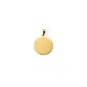Minimalist round gold stainless steel pet ID tag pendant with polished finish and bail