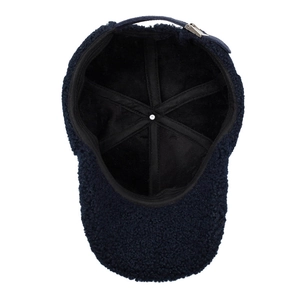 Winter warm teddy fleece baseball cap for men and women in navy blue with adjustable strap