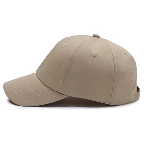 Casquette de baseball classique en coton sergé kaki avec visière courbée de profil