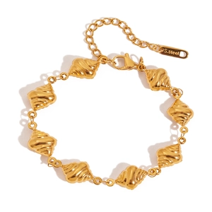 Goldenes Gliederketten-Armband aus Edelstahl im Croissant-Design mit Karabinerverschluss