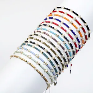 Handmade Woven Multicolor Glass Seed Beads Bracelet With Freshwater Pearl Bohemian Adjustable String Bracelet For Women Jewelry