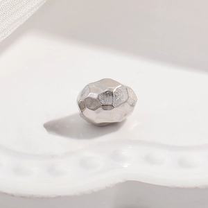Irregular hammered S925 silver bead with unique faceted texture for jewelry making