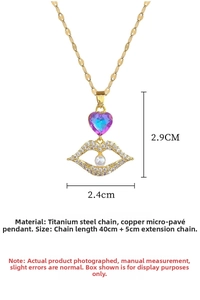 Detail of lips and purple heart pendant in gold titanium steel with dimensions